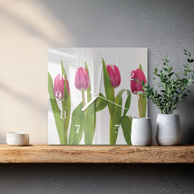 Szögletes fali üvegóra Tulipánok
