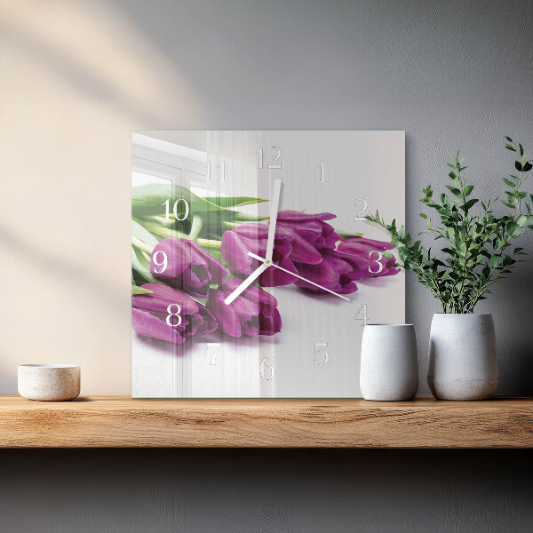 Szögletes fali üvegóra Tulipánok
