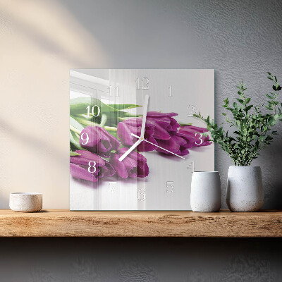 Szögletes fali üvegóra Tulipánok