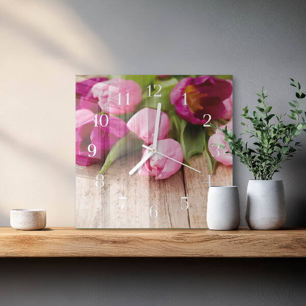 Szögletes fali üvegóra Tulipánok