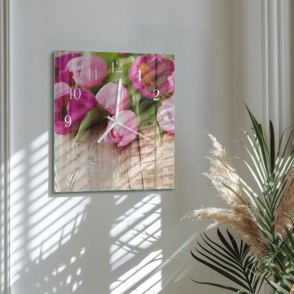 Szögletes fali üvegóra Tulipánok