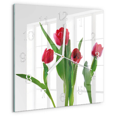 Szögletes fali üvegóra Tulipánok