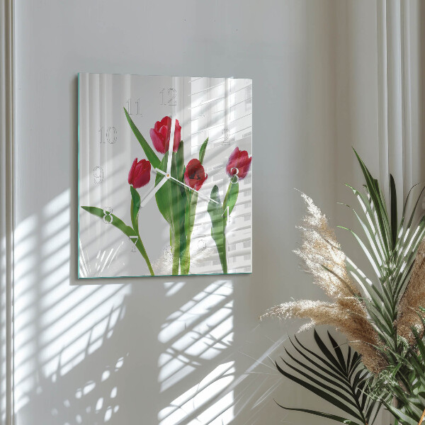 Szögletes fali üvegóra Tulipánok