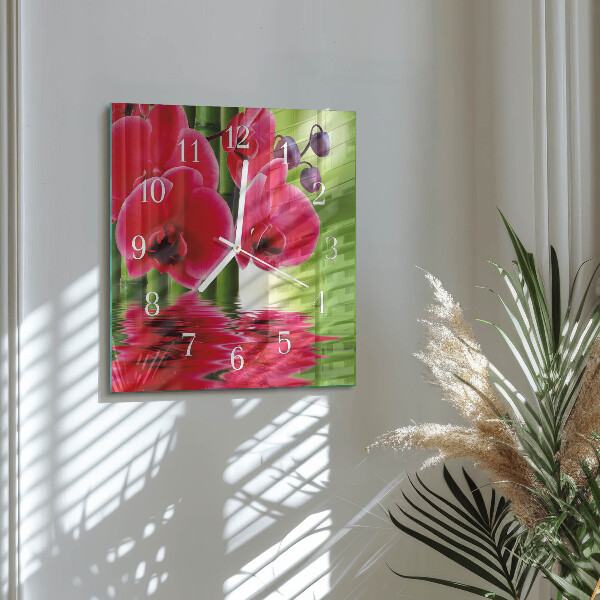 Szögletes fali üvegóra Orchidea
