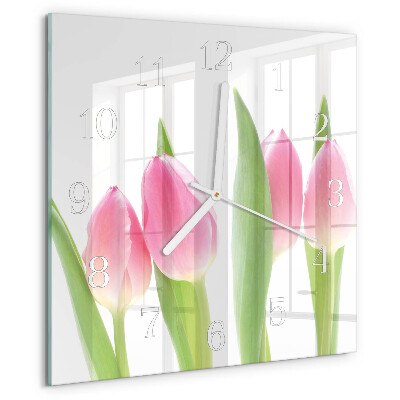 Szögletes fali üvegóra Tulipánok