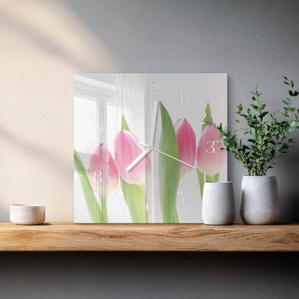 Szögletes fali üvegóra Tulipánok