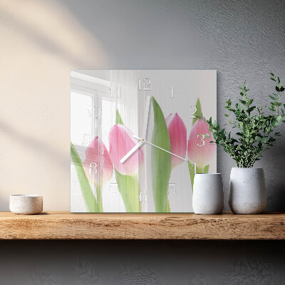 Szögletes fali üvegóra Tulipánok