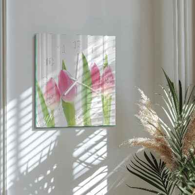 Szögletes fali üvegóra Tulipánok