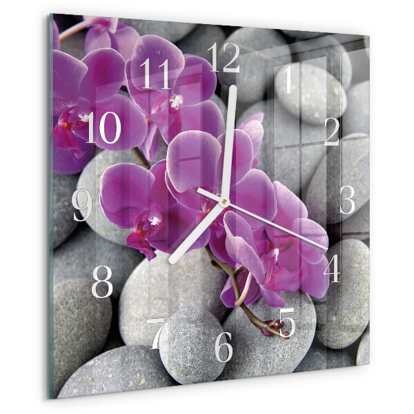 Szögletes fali üvegóra Orchidea kövek