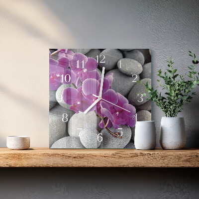 Szögletes fali üvegóra Orchidea kövek