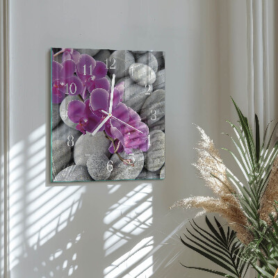Szögletes fali üvegóra Orchidea kövek
