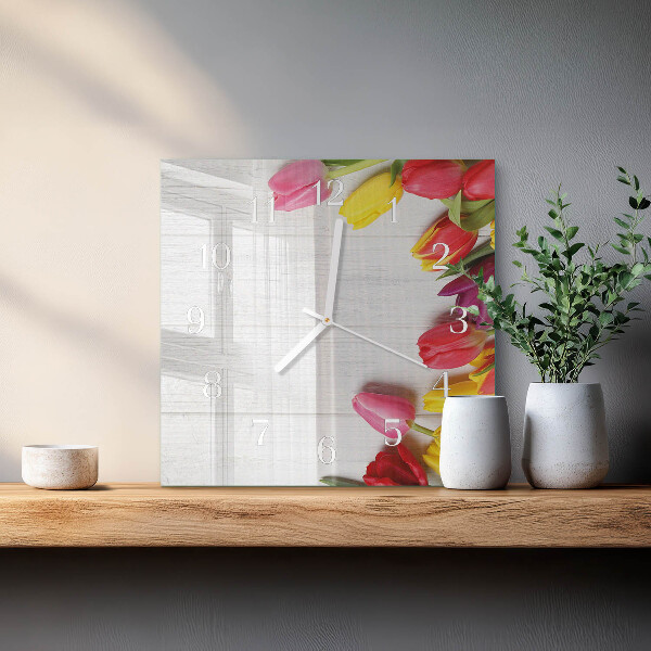 Szögletes fali üvegóra Tulipánok