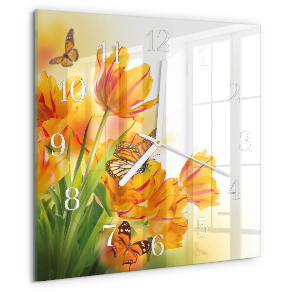 Szögletes fali üvegóra Tulipánok
