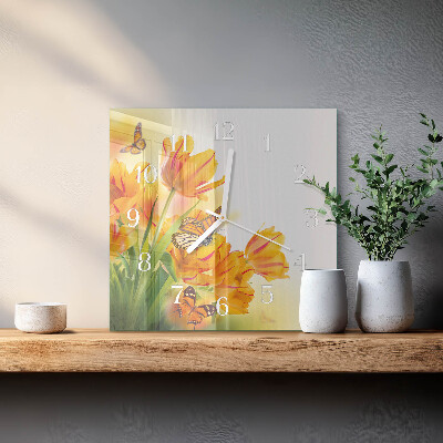 Szögletes fali üvegóra Tulipánok