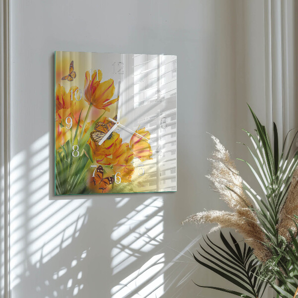 Szögletes fali üvegóra Tulipánok