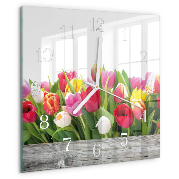 Szögletes fali üvegóra Tulipánok