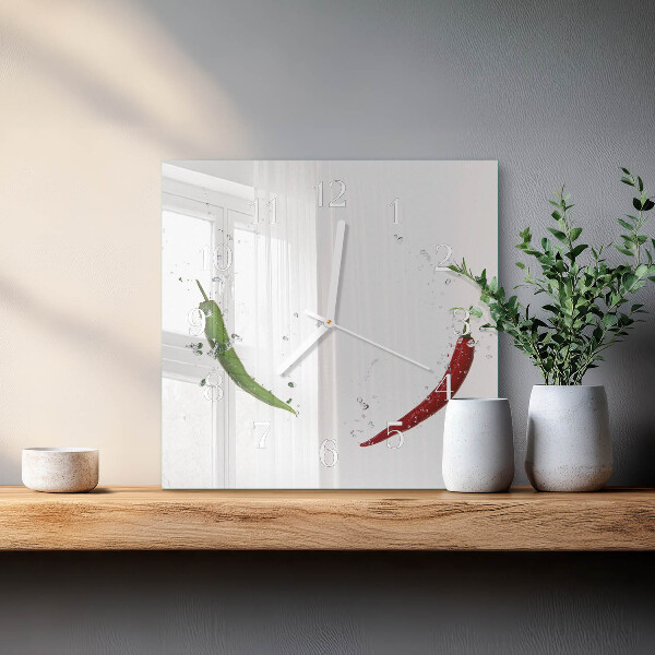 Szögletes fali üvegóra Chili paprika