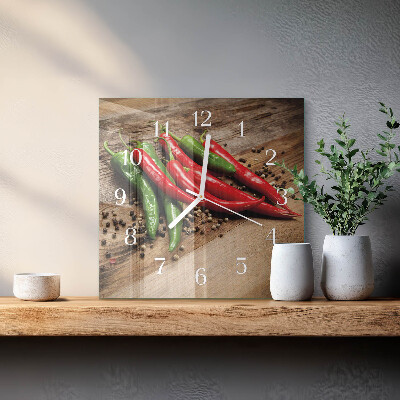 Szögletes fali üvegóra Chili paprika