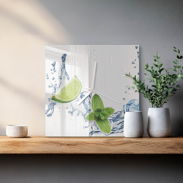 Szögletes fali üvegóra Menta lime-mal