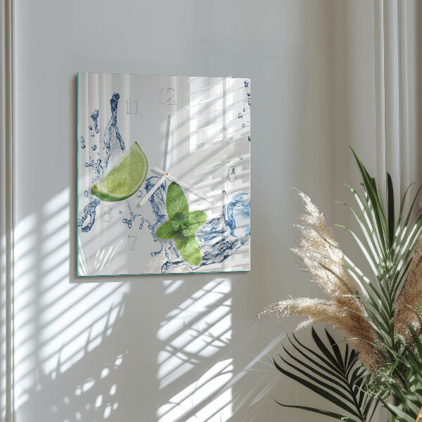 Szögletes fali üvegóra Menta lime-mal