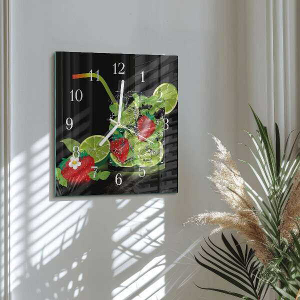 Szögletes fali üvegóra Eper és lime