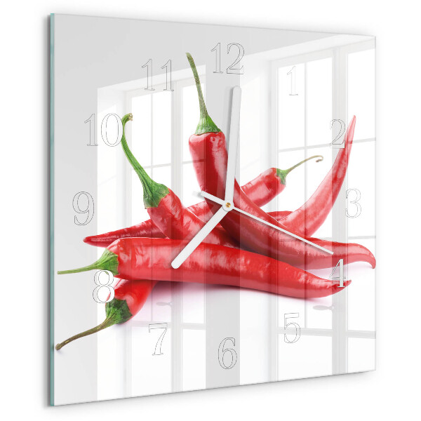 Szögletes fali üvegóra Chili paprika