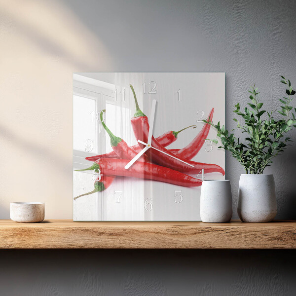 Szögletes fali üvegóra Chili paprika