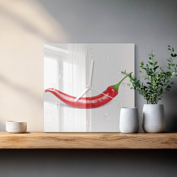 Szögletes fali üvegóra Chili paprika