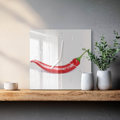 Szögletes fali üvegóra Chili paprika