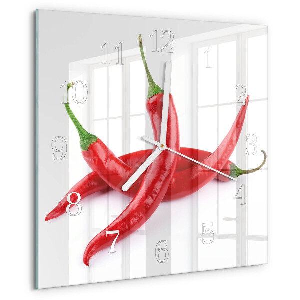 Szögletes fali üvegóra Chili paprika