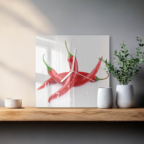 Szögletes fali üvegóra Chili paprika