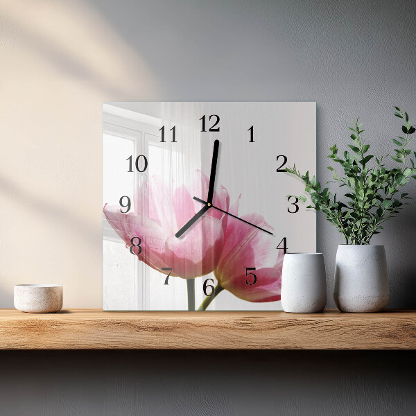 Szögletes üvegóra Tulipánok