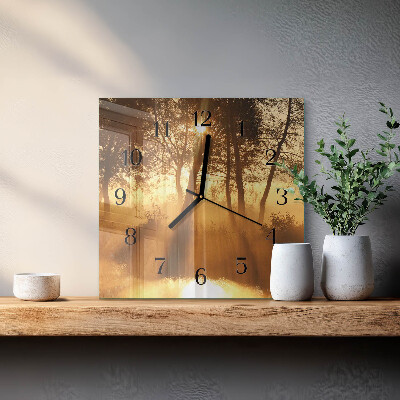 Szögletes üvegóra Fák Köd