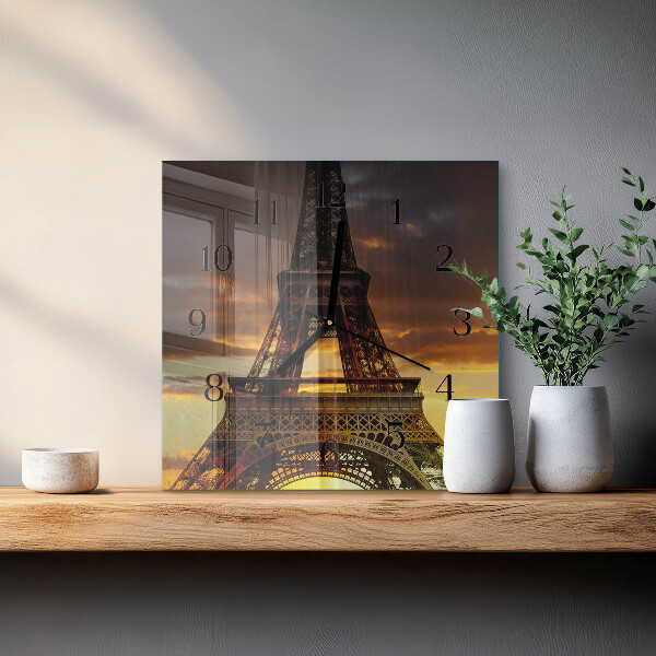 Szögletes üvegóra Eiffel-torony Párizs