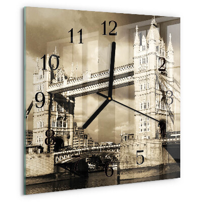 Szögletes üvegóra London Bridge szépia