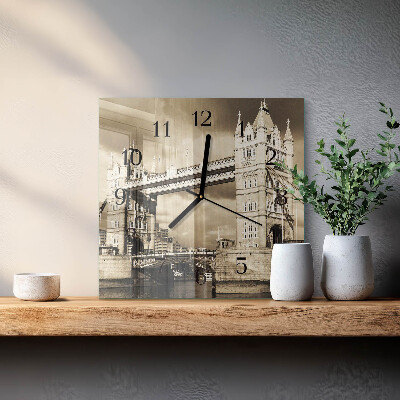 Szögletes üvegóra London Bridge szépia
