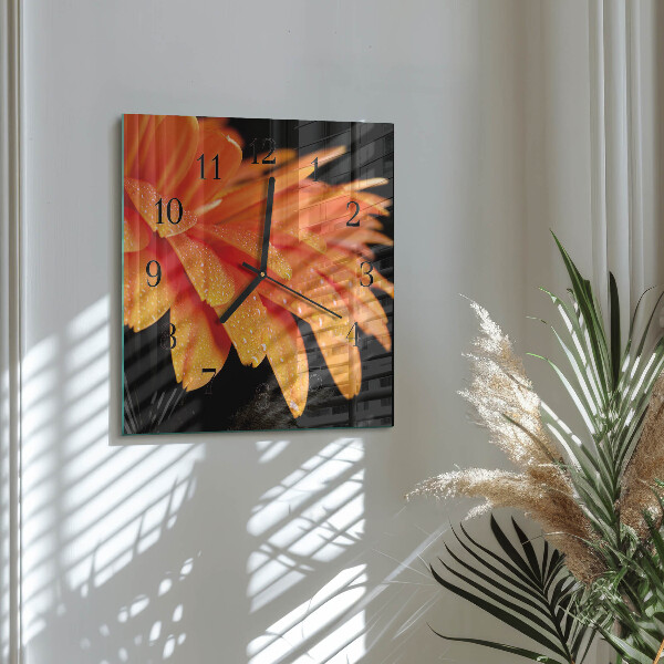 Szögletes üvegóra Gerbera
