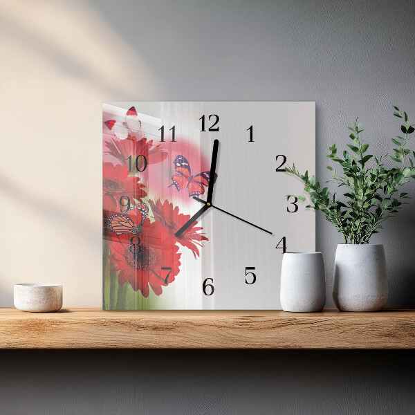 Szögletes üvegóra Gerbera