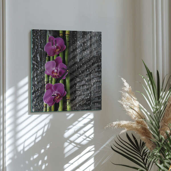 Szögletes üvegóra Orchidea