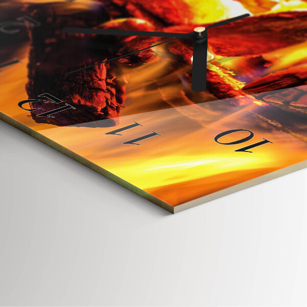 Szögletes üvegóra Tűz