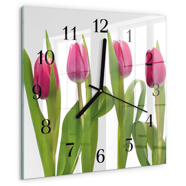 Szögletes üvegóra Tulipánok