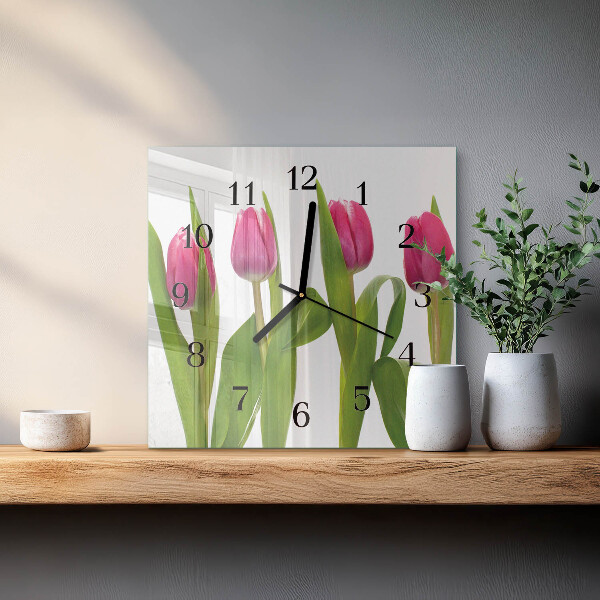 Szögletes üvegóra Tulipánok