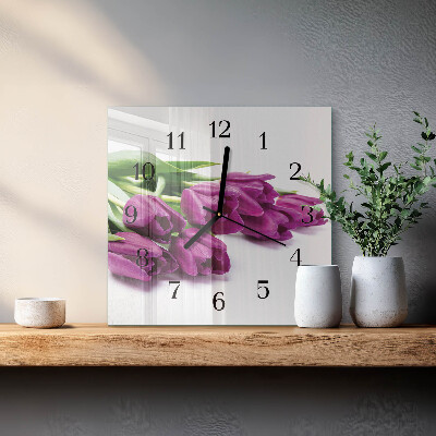 Szögletes üvegóra Tulipánok