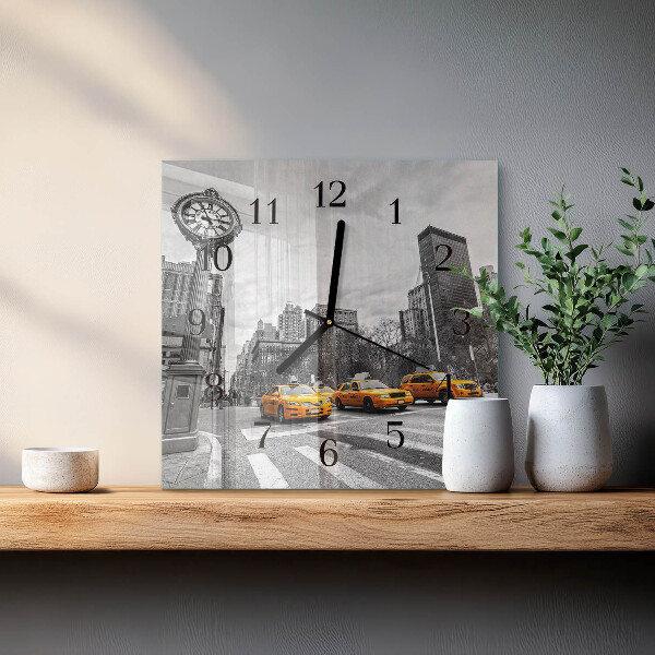 Szögletes üvegóra Taxi