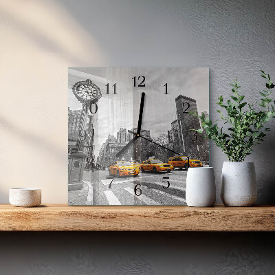 Szögletes üvegóra Taxi