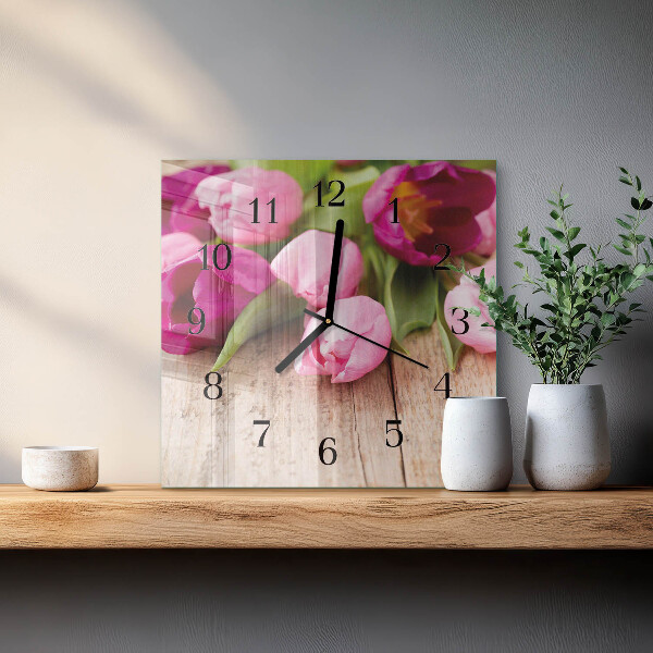 Szögletes üvegóra Tulipánok