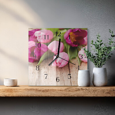 Szögletes üvegóra Tulipánok