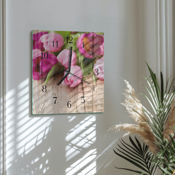 Szögletes üvegóra Tulipánok