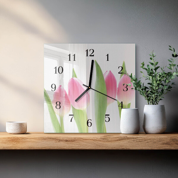 Szögletes üvegóra Tulipánok