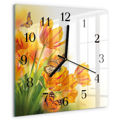 Szögletes üvegóra Tulipánok
